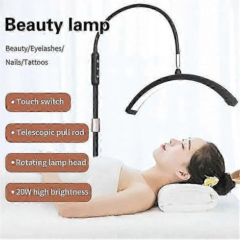 Lampe de beauté LED demi-lune 71 cm (28 pouces) à intensité variable et température de couleur réglable, idéale pour les extensions de cils et les tatouages. Prise européenne. (1/4)
