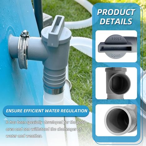 Set of 2 faucet stop of pool - 32 mm - Adapter of hose of pool - Valve stop of 32 mm to 38 mm - Accessory of pool for above-ground pool and maintenance of the pump of (1/4)