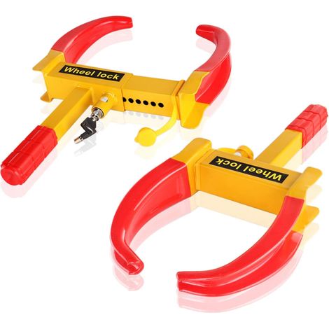 Lot de 2 colliers de serrage de roue antivol pour coffre de stationnement, robuste, réglable pour voiture, camping-car, VUS, caravane, camion, bateau, remorque, chariots de golf avec deux (1/5)