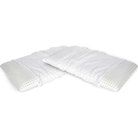 Talamo Italia Set di 2 Cuscini per letto, 100% Made in Italy, Guanciale sfoderabile a "saponetta" in Memory Foam forato, Anallergico e Traspirante, 70x39xh10 cm, con imballo rinforzato