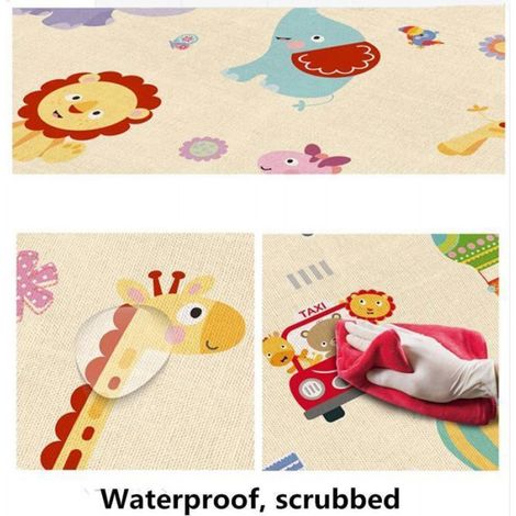 Tapis de Jeu pour Enfant Bebe 180x100x1cm Tapis de Sol Epais Pliable Reversible - Imperméable Double Face - Tapis d'éveil pour Bébé (1/4)