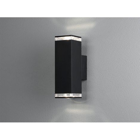LED Außenwandleuchte ALU Up and Down Schwarz Effektstreifen IP44, Höhe 23,5cm (1/5)