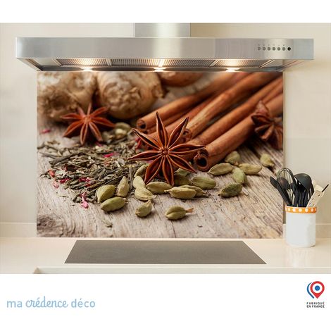 Fond de hotte : Ingrédients pour thé avec épices - Verre trempé - 90 cm - 60 cm (1/5)