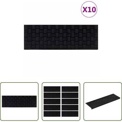 vidaXL Couvre-marche en caoutchouc - Marches d'escalier 10 pcs 25x75 cm caoutchouc (1/5)