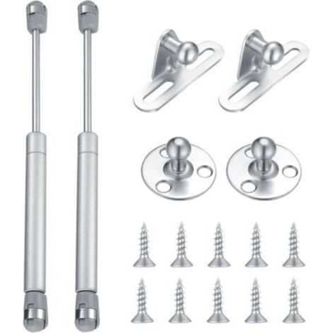 Lot de 2 vérins à gaz hydrauliques - 100 Nm/10 kg - Raccords à ressort de compression - Charnières à fermeture douce - Pour porte de meuble (1/4)