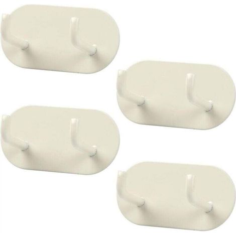 [NIEMALS VERWENDET] 4-teiliges Set selbstklebender Wandhaken, Handtuchhalter aus Metall, Handtuchhalter ohne Bohren für Badezimmer, Schlafzimmer, Küche (Creme)