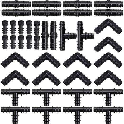 40 Pièces Raccords d'Irrigation pour Tubes 16mm, Kit de Raccords D'irrigation pour Tuyau, Connecteurs Mixtes pour Systèmes D'irrigation de Jardin, Tés, Couplages, Coudes, Bouchons d'Extrémité (1/5)