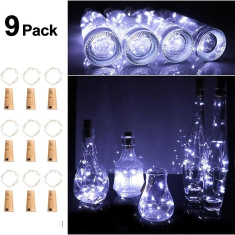 MINKUROW 9pcs Botella De Luz Led Botella De Luces Cadena Botella De Corcho Luces Led Luz De Noche (Blanco Frío) (1/4)