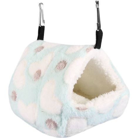 Niche douillet chaud d'hiver pour hamster lapin écureuil - Maison cage lit hamac (Bleu 17x15 cm) (1/5)