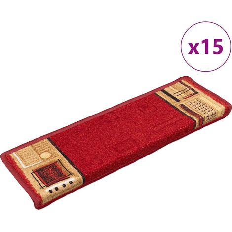 vidaXL Stair Mats Self-adhesive 15 pcs 65x21x4 cm Red