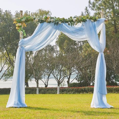 1 PC Voile Organza Dégradé Bleu Clair Tulle Souple pour Arche Mariage (1/5)