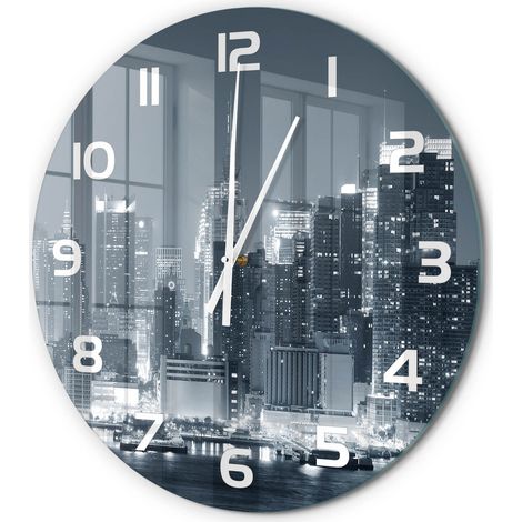 Horloge Murale Ronde Élégance Contemporaine Verre Trempé Silencieuse Manhattan, New York fi 60 cm (1/5)