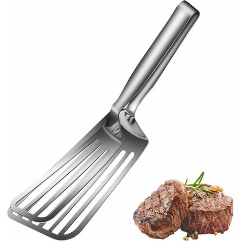 Pelle à Steak Frite Pince à Steak Frite Pince à Viande Inox Pince à Grill Multifonctionnelle Pince à Poisson Frit Pour Cuisines, Restaurants, Pizza, Barbecue, Poisson Frit, Viande Frite (1/5)