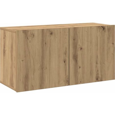 Mueble TV de pared práctico y moderno 80 x 30 x 41 cm madera contrachapada roble artesanal 020051168 (1/5)