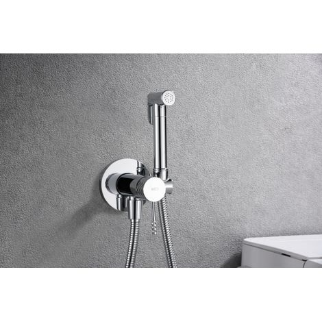 Mice - Grifería monomando empotrada para bidé hecha de latón -Ducha higiénica empotrada y monomando Grifo bidet empotrado Cromo RDG053