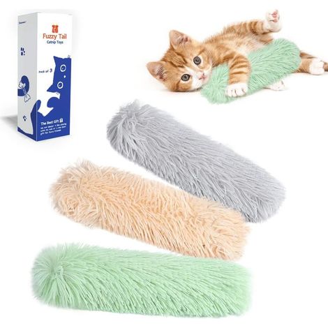 Lot de 3 jouets pour chat, oreiller pour chat, jouets doux et durables à bruissement, herbe à chat (1/3)