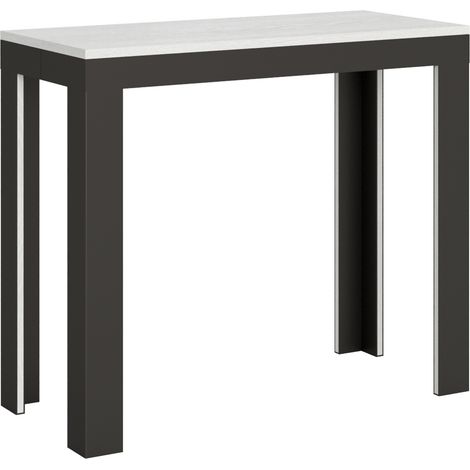 Tavolo consolle "Rimini" allungabile in legno per sala da pranzo -Allungabile fino a 196 cm / Evolution / Bianco Frassino (1/5)