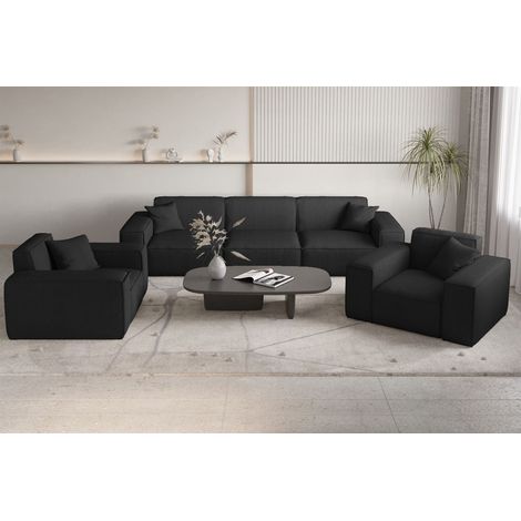 Sofaset Designersofa CELES PREMIUM 3-1-1 in Stoff Scala Schwarz (1/5)