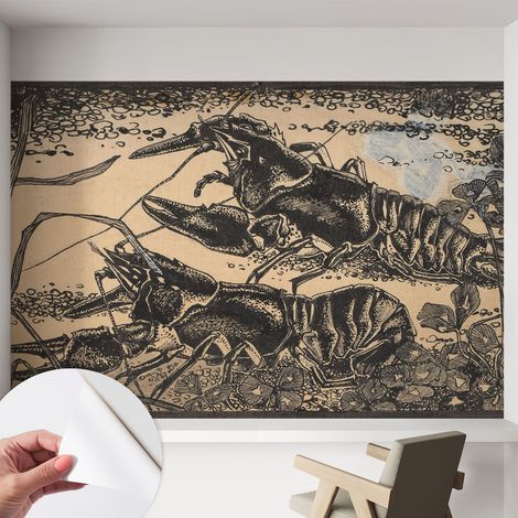 Papier peint autocollant avec imprimé pour décoration intérieure pour rénovation a motif Écrevisses 152x104 cm (1/5)
