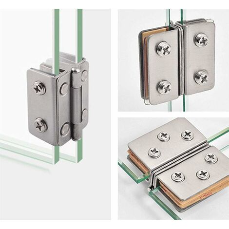 2 pièces charnières de porte en verre en acier inoxydable angle d'ouverture 270° pour verre de 8-10mm d'épaisseur (1/5)