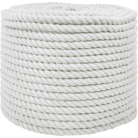 vidaXL Corda di Cotone 14 mm 25 m Bianco 100% Cotone (1/5)