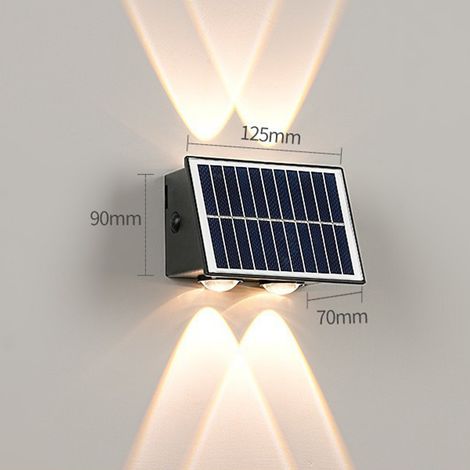 Ortviai Projecteur Solaire d'Éclairage Murale Extérieur IP65 – 4 Têtes, Blanc Chaud, pour Jardin, Cour et Villa (1/4)