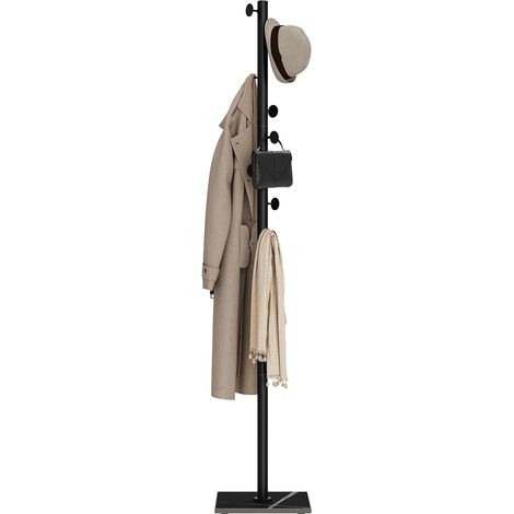 Métal Porte Manteau Sur Pieds, avec 8 Crochets, 30x30x175 cm, Noir (1/5)
