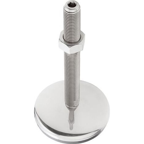 PIED RÉGLABLE AVEC SIX PANS CREUX M16X100, FORME C ACIER, D80