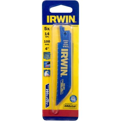 Irwin 414R Sabre Saw Blade Metal Cutting 100mm 14 TPI (Pack of 5)