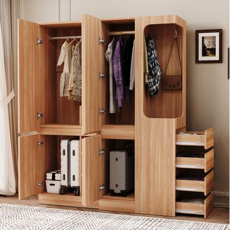 Armario con cajones y perchero 140x40x170 OKMYHOME (1/5)