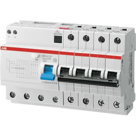 Disjoncteur Différentiel DS200 4P 63A Cbe C 6000A/10KA 30mA Type A 2CSR254101R1634 ABB L286340