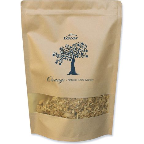 Lacor - 69556 - Affumicatore per alimenti, segatura per affumicare, legno d'arancio, 100% naturale, arancio: sapore morbido e aromatico, 600 g (1/5)