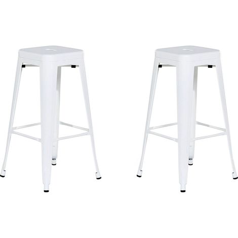 Set mit 2 Barhockern CABRILLO Metall Weiß