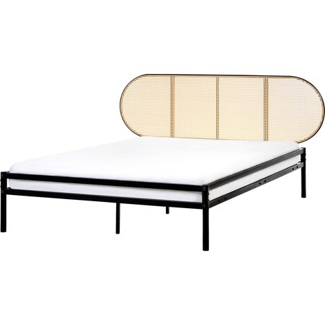 Bed PE Rattan BOULIN 140 x 200 cm (EU Double) Black