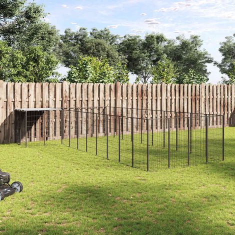 vidaXL Perrera negra 13,31 m² acero (1/5)