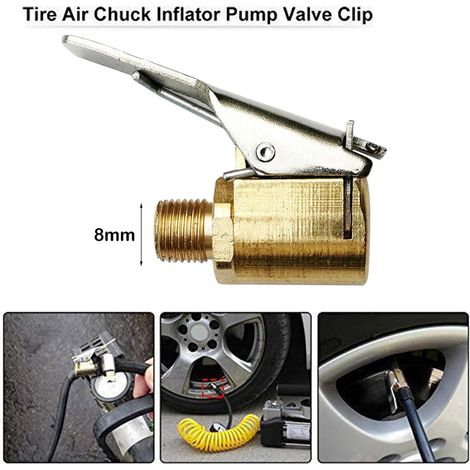 Conector para bomba de inflado automático de neumáticos con clips de seguridad y cabezal de conversión rápida, modelo de 8 mm - Paquete de 4
