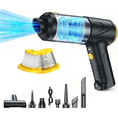 Soplador de aire comprimido 4 en 1: 100.000 rpm, succión de 12.000 Pa, iluminación LED, apto para teclados, automóviles y ordenadores. (1/5)