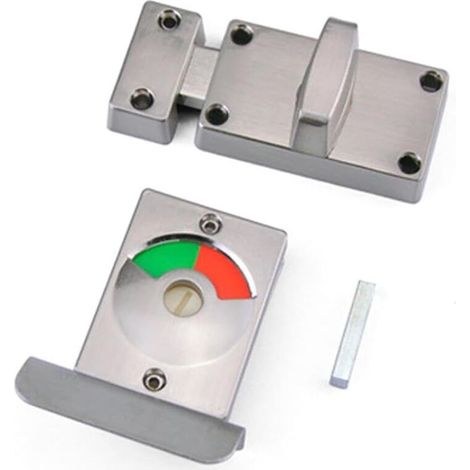 Verrou De Porte WC Avec Indicateur Rouge Vert, En Alliage De Zinc Et Acier Inoxydable Antirouille (1/4)
