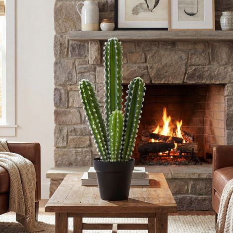 Cactus artificial, 53 cm, plantas artificiales en maceta para el hogar y la oficina.