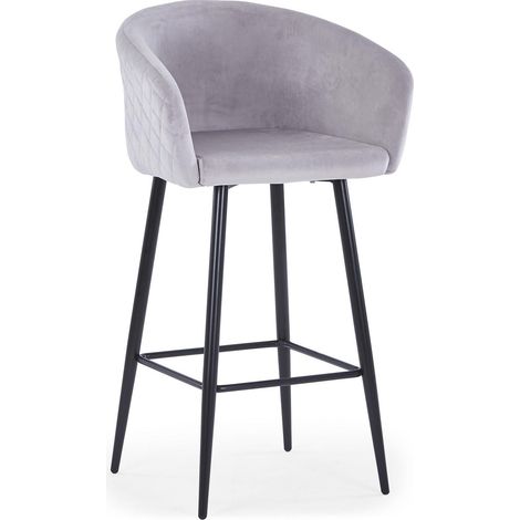 Chaise de bar Bobby Velours Argent