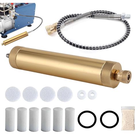 Air Compressor Filter, Oil-Water Separator Regulator 17 Pieces Air Compressor Filter Kit Q35 Pcp Air Filter Pump Water Separator Oil Separator Compressor Water Separator (1/5)