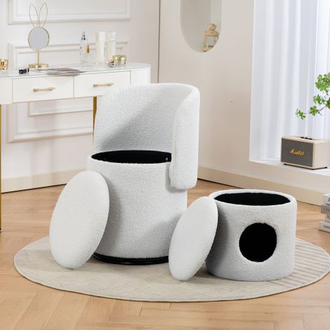 Fauteuil crapaud rembourré : Tabouret de coiffeuse et chaise de salle à manger – Doté d'une rotation à 360° et d'une assise douce et confortable – Un design polyvalent adapté aussi bien à l'espace coi