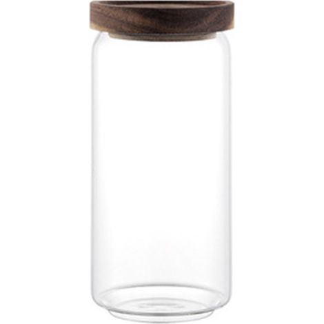 Bocal hermétique en verre et bois avec couvercle, transparent, pour conserver le café, pour une organisation optimale de la maison dans la cuisine et sur le plan de travail.-AquaForge (1/5)