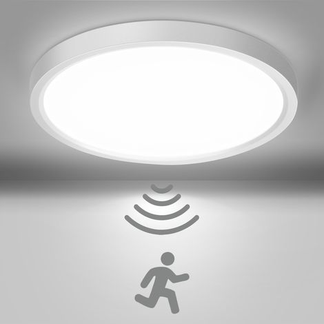 Oraymin – Plafonnier LED Ultra-plat Ø30cm Rond 24W 2400lm 4000K Blanche Neutre – Avec Détecteur De Mouvement – Éclairage Moderne Design Pour Balcon, Couloir, Cage D’escalier (1/5)