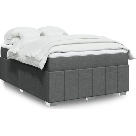 Boxspringbett mit Matratze Dunkelgrau 140x200 cm Stoff