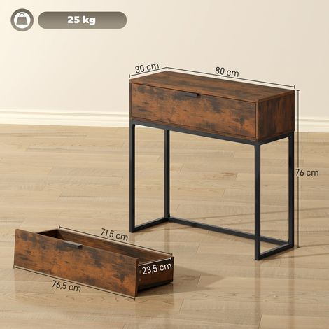 Konsolentisch Flurtisch mit Schublade, Industrie-Design, Flur Wohnzimmer, 80x30x76 cm, Schwarz (1/5)