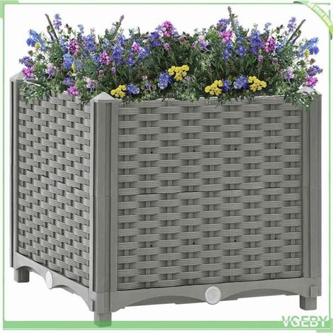 Lit surélevé - FAFEICY - 153293 - Polypropylène PP - 40x40x38 cm - Gris clair aspect rotin (1/5)