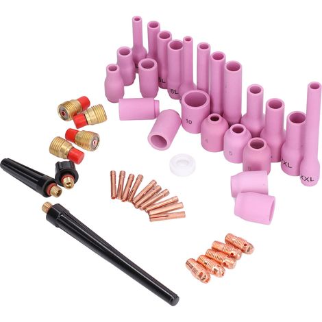 Kit d'accessoires de soudage TIG 46 pièces comprenant un mandrin, une lentille et un support, compatible avec les modèles SR WP 9/20/25. (1/5)