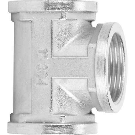 Raccord en T fileté en acier inoxydable 304 pour tuyaux industriels, étagères et outils ménagers. Filetage femelle 1 po x 1 po x 1 po. (1/5)