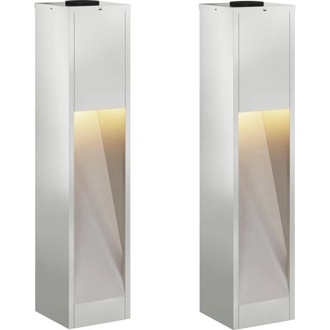 Set di 2 lampade da vialetto solari moderne 18 x 18 x 80 cm funzionali design argentato in acciaio zincato 020052536